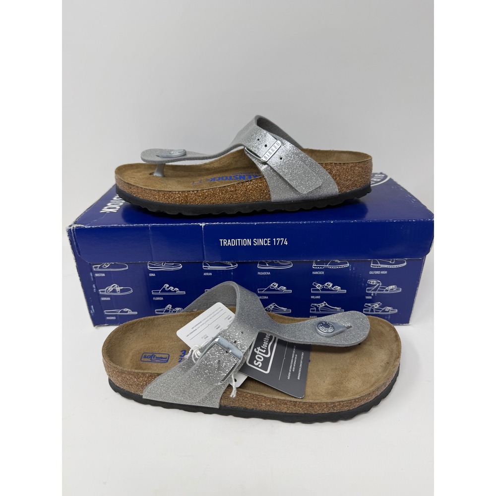 Birkenstock Silver Gizeh Thong Sandals